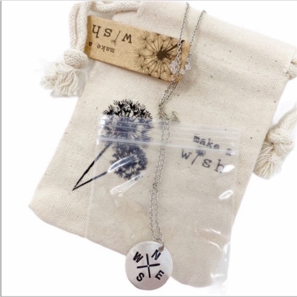 Make a Wish | COMPASS - N S W E silver plated necklace NEW - Picture 3 of 5
